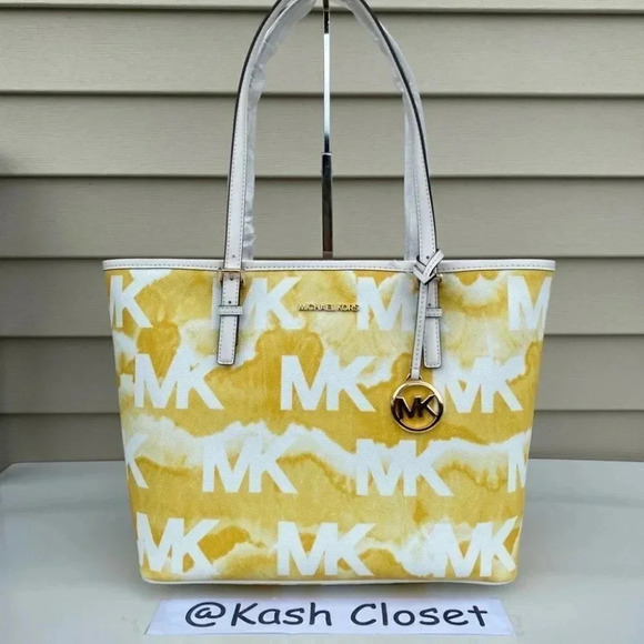 Michael Kors MK JST Medium Logo Print Tote Bag | Handbag | Purse - Picture 1 of 12